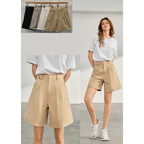 Pantaloncino in cotone color sabbia, taglio elegante, disponibile in vari colori